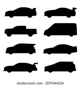 Car icon set, silhouette car icon set designed on black and white color