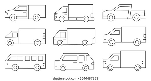 Car icon set. simple car line icon.