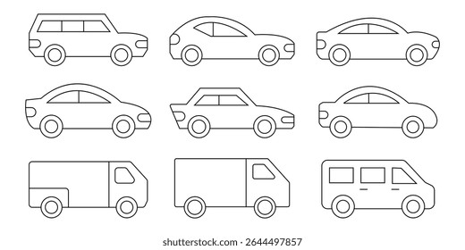 Car icon set. simple car line icon.