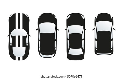 Car Icon Set. Top View. Vector Illustration Or Different Type Of Cars.