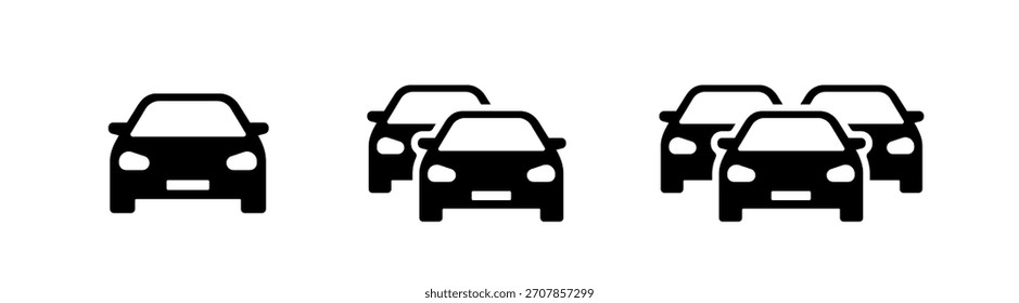 Auto-Symbol-Set, Stau, Automobil-Symbol, ein, zwei, drei Autos schwarzen Vektor Design-Elemente