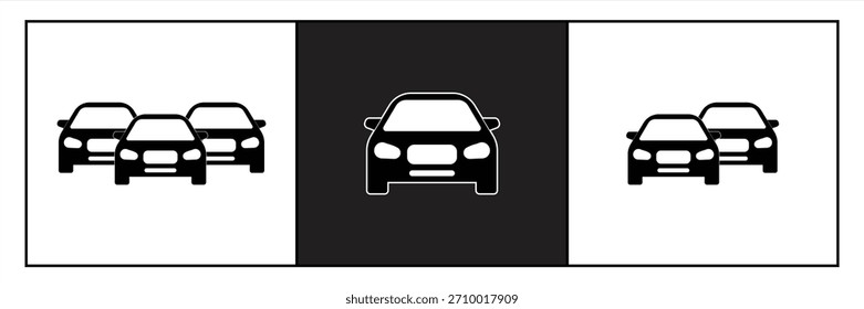 Conjunto de iconos de coche. Atasco de tráfico, coche, conducción, transporte. Aislado sobre fondo blanco, Ilustración vectorial.