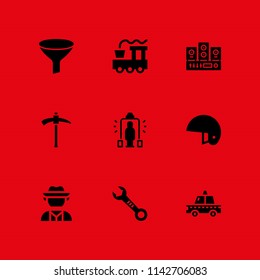 car icon set. train, pick and wrench vector icon for graphic design and web