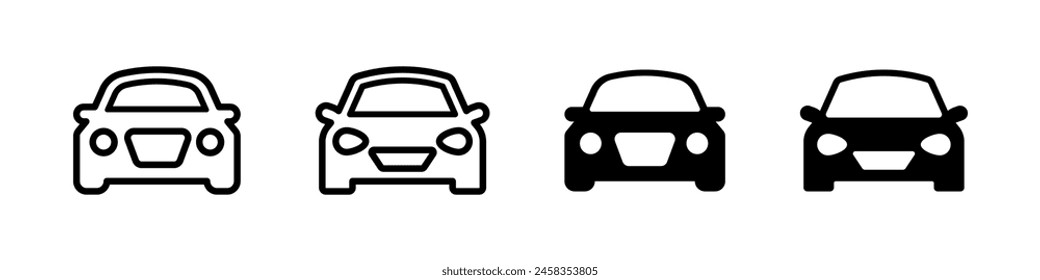 Car icon set. Transport symbol. Sedan motor vehicle silhouette. Car symbols. Car vector icons