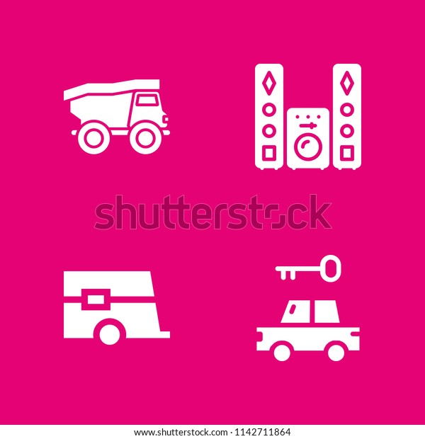 car icon set. car, truck and sound system\
vector icon for graphic design and\
web