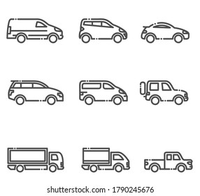 Car-Icon-Set, Vektorgrafik-Ebene