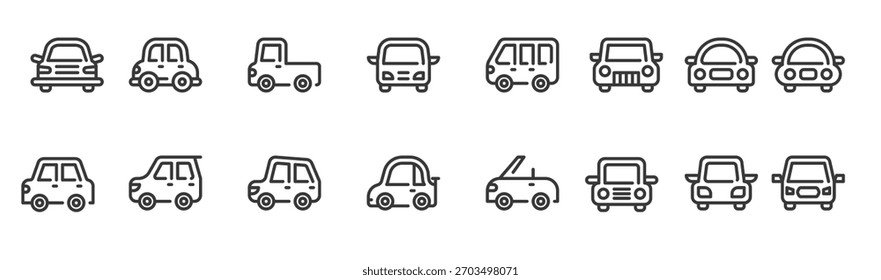 Ícone de carro definido. Ilustração vetorial