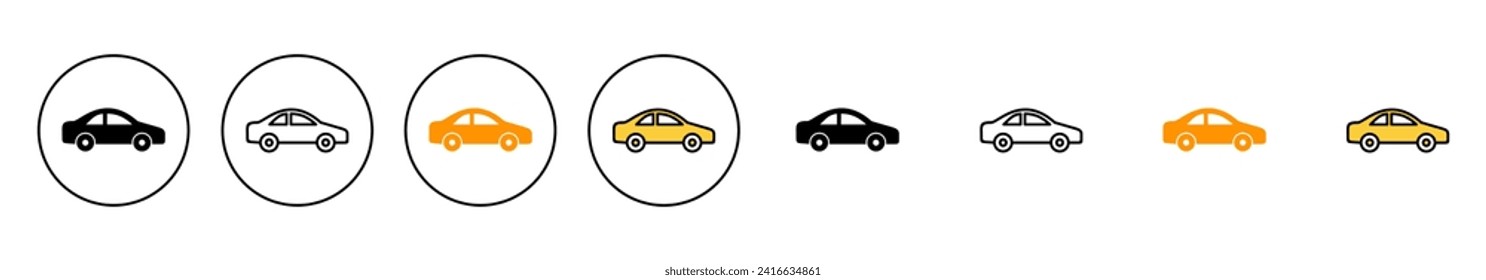 Autosymbol-Set, Vektorgrafik. Autozeichen und -zeichen. kleiner Sedian