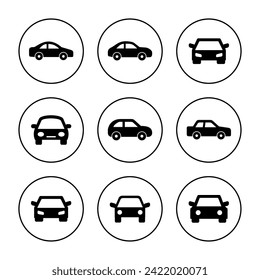 Car icon set vector. car sign and symbol. small sedan