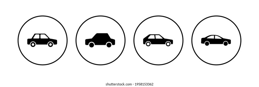 Juego de iconos del coche. icono del vector del coche. pequeño sedán