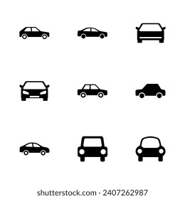 Juego de iconos del coche. icono del vector del coche. pequeño sedán