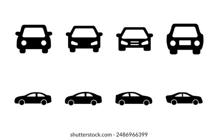 Conjunto de iconos de coche. Icono de Vector de coche. Pequeño sedán