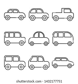 Car Icon Set White Background Isolated Stock Vector (Royalty Free ...