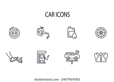 Car icon set.vector.Editable stroke.linear style sign for use web design,logo.Symbol illustration.