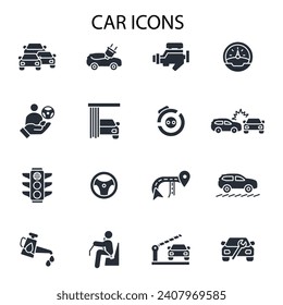 Car icon set.vector.Editable stroke.linear style sign for use web design,logo.Symbol illustration.