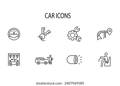 Car icon set.vector.Editable stroke.linear style sign for use web design,logo.Symbol illustration.