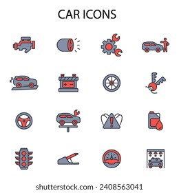 Juego de iconos de coche.vector.Icono editable.Signo de estilo lineal para usar diseño web,logotipo.Ilustración de símbolo.