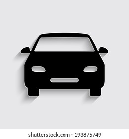 Car icon with shadow on a grey background