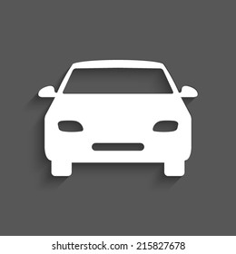 Car icon with shadow on a grey background
