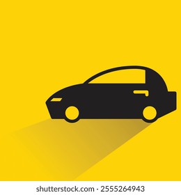 car icon with shadow on yellow background