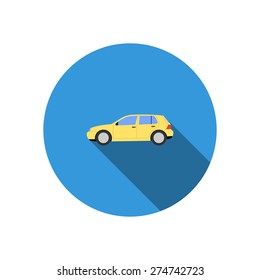 Car icon with shadow. Vector illustration
