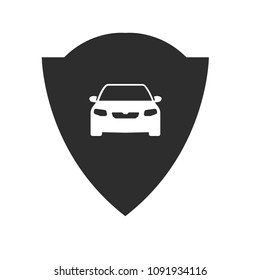 car icon and shield silhouette, coat of arms symbol. Can be used as icon for security, protected graphic object. transparent object