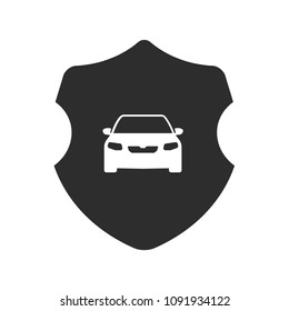 car icon and shield silhouette, coat of arms symbol. Can be used as icon for security, protected graphic object. transparent object
