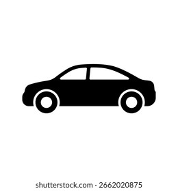 Car icon side view isolated on white background.