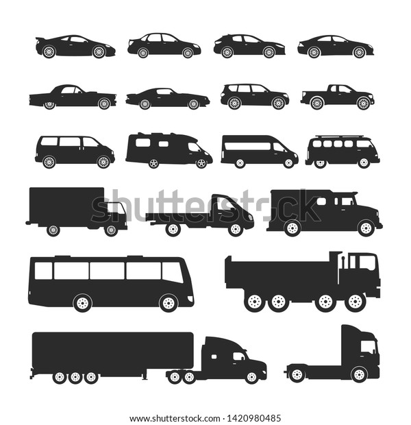 Car Icon Side View Set Black Stock Vector (Royalty Free) 1420980485