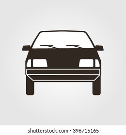 Car icon ( sign ) front view. Vector graphic. Symbols of  front in black color against white background
