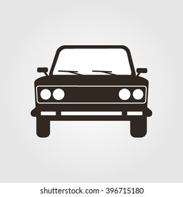 Car icon ( sign ) front view. Vector graphic. Symbols black color against white background