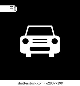 Car icon, sign. Vector white pictogram - vector illustration