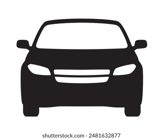 Car Icon Silhouette front view, vector illustration isolated on white background, eps