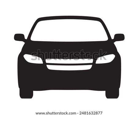 Car Icon Silhouette front view, vector illustration isolated on white background, eps