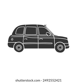 Car Icon Silhouette Illustration. Retro Vector Graphic Pictogram Symbol Clip Art. Doodle Sketch Black Sign.