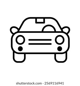 Car icon silhouette on white background. Linear style sign for mobile concept and web design. Car symbol logo illustration.