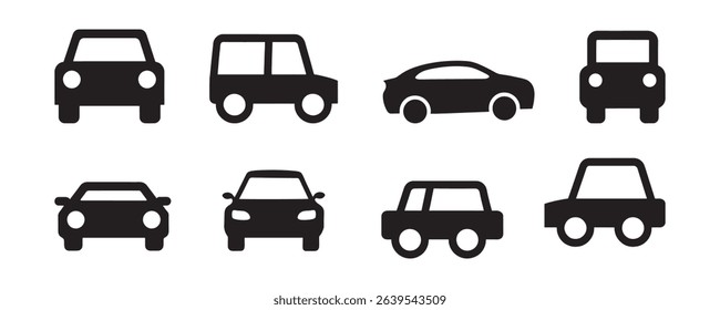 Car icon silhouette vector on white background.