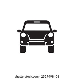 Vector de la silueta del icono del coche, fondo blanco aislado
