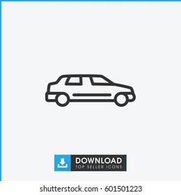 car icon. simple outline car vector icon. on white background.