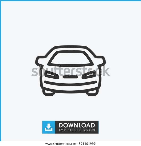 car icon. Simple outline car vector icon. On\
white background.