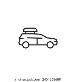 Car icon. Simple car icon with roof rack for travel, tourism, and transportation themes in social media, app, and web design. Vector illustration.