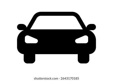Car icon, simple and universal symbol for transportation and vehicles. Automotive vector graphic for travel themes, navigation apps and traffic-related designs. A front view of a passenger car.