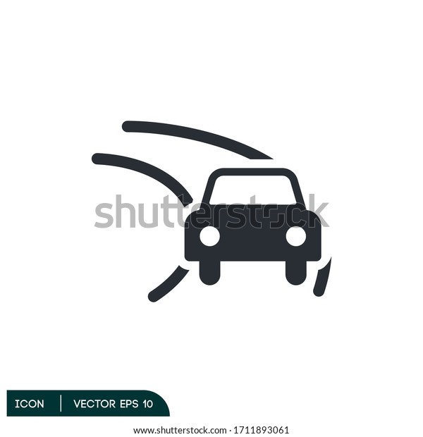 car icon \
slippery road symbol illustration vector\
eps 10