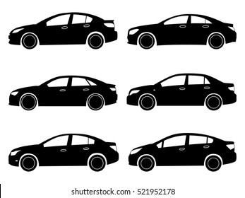 car icon. Small sedan. set