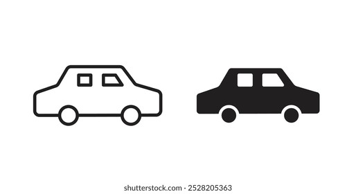 Car icon in solid and stroke style.