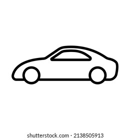 Car icon. Sports racing coupe. Black contour linear silhouette. Side view. Vector simple flat graphic illustration. Isolated object on a white background. Isolate.