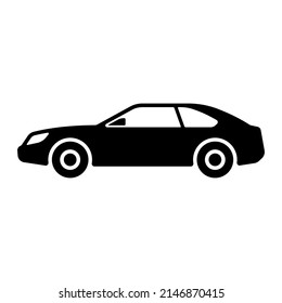 Car icon. Sports racing coupe. Black silhouette. Side view. Vector simple flat graphic illustration. Isolated object on a white background. Isolate.