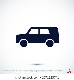 car icon, stock vector illustration flat design style