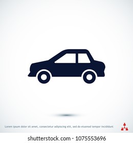 car icon, stock vector illustration flat design style