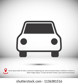 car icon, stock vector illustration flat design style